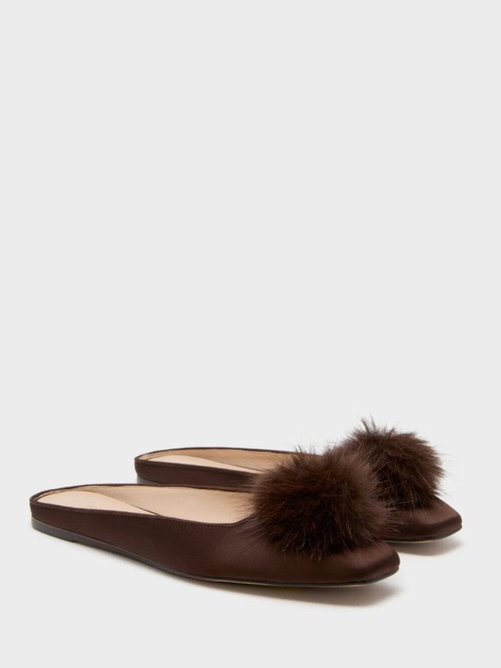 Tuckernuck Shoes Chocolate Satin Nilli Flats with Pom Pom - size 8.5 - Picture 5 of 7